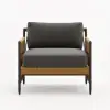 Ropipe Woven Rope Outdoor Armchair Accent Chair with Dark Gray Polyester Cushion