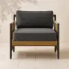 Ropipe Woven Rope Outdoor Armchair Accent Chair with Dark Gray Polyester Cushion