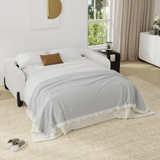 Curva 210 cm Queen 3-Seater Boucle Sleeper Sofa with Mattress – Pop