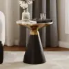 Modern 56 cm Black Pedestal End Table with Sintered Stone Top