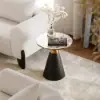 Modern 56 cm Black Pedestal End Table with Sintered Stone Top