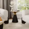 Modern 56 cm Black Pedestal End Table with Sintered Stone Top