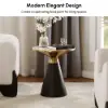 Modern 56 cm Black Pedestal End Table with Sintered Stone Top