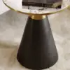 Modern 56 cm Black Pedestal End Table with Sintered Stone Top
