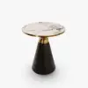 Modern 56 cm Black Pedestal End Table with Sintered Stone Top