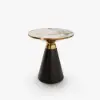 Modern 56 cm Black Pedestal End Table with Sintered Stone Top