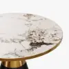 Modern 56 cm Black Pedestal End Table with Sintered Stone Top