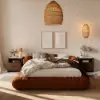 Arvona Modern Walnut Wooden 2-Drawer Nightstand with Sintered Stone Top