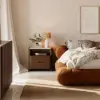 Arvona Modern Walnut Wooden 2-Drawer Nightstand with Sintered Stone Top