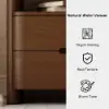 Arvona Modern Walnut Wooden 2-Drawer Nightstand with Sintered Stone Top