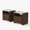 Arvona Modern Walnut Wooden 2-Drawer Nightstand with Sintered Stone Top