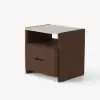 Arvona Modern Walnut Wooden 2-Drawer Nightstand with Sintered Stone Top