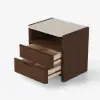 Arvona Modern Walnut Wooden 2-Drawer Nightstand with Sintered Stone Top