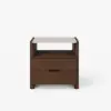 Arvona Modern Walnut Wooden 2-Drawer Nightstand with Sintered Stone Top