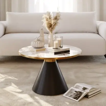 Picture of Sculra 711 mm Round Black Sintered Stone Top Coffee Table