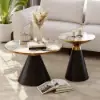 Sculra 2 Piece Set Round Black Sintered Stone Top Coffee Table(508 mm - 711 mm)