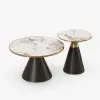Sculra 2 Piece Set Round Black Sintered Stone Top Coffee Table(508 mm - 711 mm)