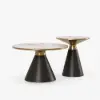 Sculra 2 Piece Set Round Black Sintered Stone Top Coffee Table(508 mm - 711 mm)