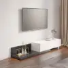 Crator 120 cm - 250 cm White & Black Extendable TV Unit with 3 Drawers