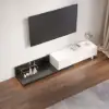Crator 120 cm - 250 cm White & Black Extendable TV Unit with 3 Drawers