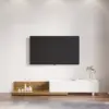 Crator 120 - 250 cm Walnut & White Extendable TV Unit with 3 Drawers – 240cm