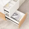 Modern 889 mm Narrow Sintered Stone End Table with USB & Storage – White – Natural