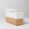 Modern 889 mm Narrow Sintered Stone End Table with USB & Storage – White – Natural