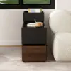 Modern 889 mm Narrow Sintered Stone End Table with USB & Storage – Black