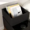 Modern 889 mm Narrow Sintered Stone End Table with USB & Storage – Black