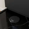 Modern 889 mm Narrow Sintered Stone End Table with USB & Storage – Black