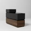 Modern 889 mm Narrow Sintered Stone End Table with USB & Storage – Black