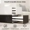 Modern 889 mm Narrow Sintered Stone End Table with USB & Storage – White – Black