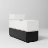 Modern 889 mm Narrow Sintered Stone End Table with USB & Storage – White – Black