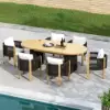 Costra 7-Piece Outdoor Rope Weave & Aluminum Extendable Dining Set with 6 Chairs in Black