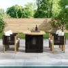 Costra 7-Piece Outdoor Rope Weave & Aluminum Extendable Dining Set with 6 Chairs in Black