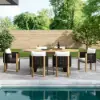 Costra 7-Piece Outdoor Rope Weave & Aluminum Extendable Dining Set with 6 Chairs in Black