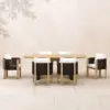 Costra 7-Piece Outdoor Rope Weave & Aluminum Extendable Dining Set with 6 Chairs in Black