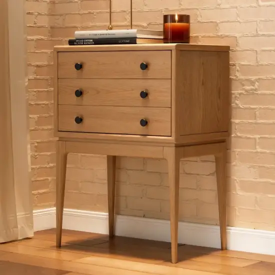 Tanic Mid Century Modern Chest Cabinet with Storage 3 Drawers of Ash Wood – Natural