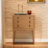 Tanic Mid Century Modern Chest Cabinet with Storage 3 Drawers of Ash Wood – Natural