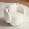 Suncurve Performance Leather Swivel Barrel Accent Chair with Pillow – White