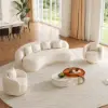 Suncurve Performance Leather Swivel Barrel Accent Chair with Pillow – White