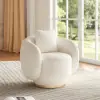 Suncurve Performance Leather Swivel Barrel Accent Chair with Pillow – White