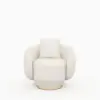 Suncurve Performance Leather Swivel Barrel Accent Chair with Pillow – White