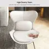 Faux Leather Wingback Slipper Accent Chair with Pillow & Metal Legs – Beige