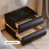 Humply Black Faux Leather 2-Drawer LED Nightstand with Charging Station