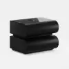 Humply Black Faux Leather 2-Drawer LED Nightstand with Charging Station