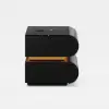 Humply Black Faux Leather 2-Drawer LED Nightstand with Charging Station
