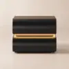 Humply Black Faux Leather 2-Drawer LED Nightstand with Charging Station