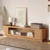 2000mm Natural Glass Door TV Stand with Storage and LED