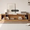 2000mm Natural Glass Door TV Stand with Storage and LED